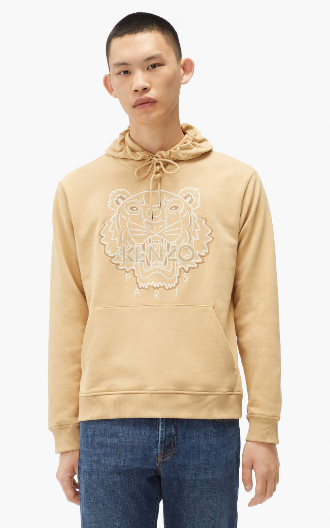 Kenzo Tiger Sudaderas Con Capucha Hombre Beige Oscuro | 6431802-DM